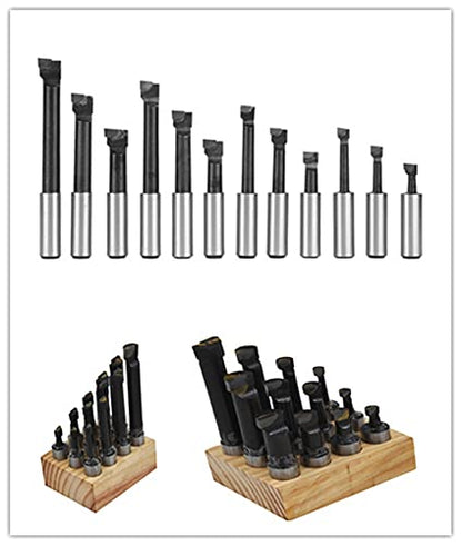 12-Pack 5/8 Boring Bar Set C-6 Carbide Tipped Bars for 5/8 Shank Lathe Tool