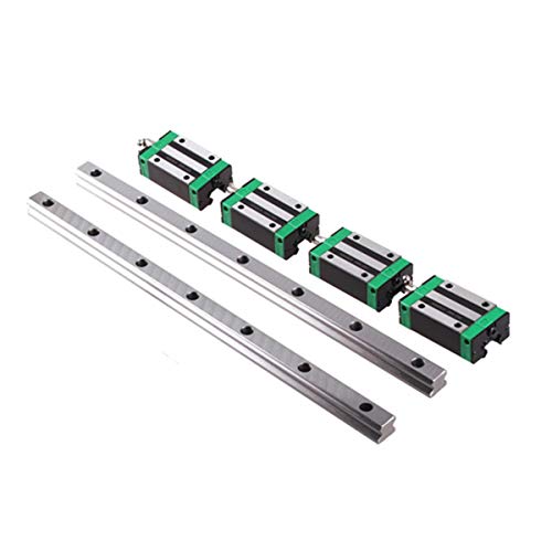 Linear Guide Rail 2 X HGR 15-300mm Linear Slide Rail + 4 X Bearing Blocks Linear Guideway Rail for DIY CNC Routers Lathes Mills - size: 300mm, style: Linear Rail HGR15 with Green Bearings