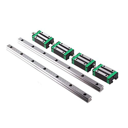 Linear Guide Rail 2 X HGR 15-300mm Linear Slide Rail + 4 X Bearing Blocks Linear Guideway Rail for DIY CNC Routers Lathes Mills - size: 300mm, style: Linear Rail HGR15 with Green Bearings