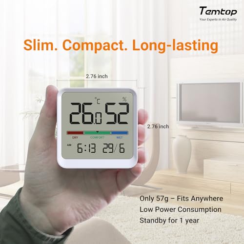 Temtop T1-SE Indoor Digital Thermometer Hygrometer with Magnet, 3M Sticker - size: T1-SE