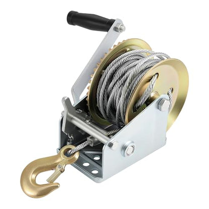 JOIKIT 1600 Lbs Heavy Duty Hand Crank Winch with 15m 49Feet Steel Cable - size: 1600 LBS