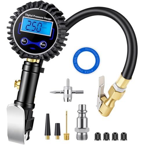 Digital Tire Pressure Gauge with Inflator 250 PSI - size: 1 Pack Full Kit