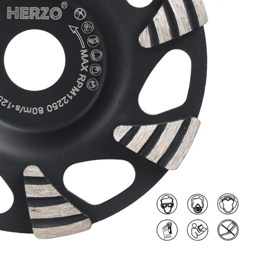HERZO Grinding Cup Wheel for Concrete 5 inch, Diamond Grinding Disc for Concrete, Stone, Natural Stone, Tile Adhesive, Granite, Masonry, 5in Cup Wheel for Angle Grinders - style: 125mm triangular
