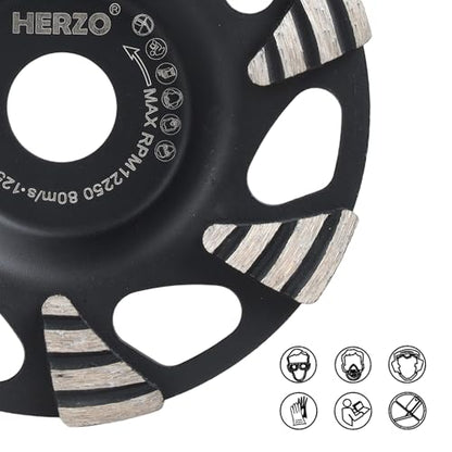 HERZO Grinding Cup Wheel for Concrete 5 inch, Diamond Grinding Disc for Concrete, Stone, Natural Stone, Tile Adhesive, Granite, Masonry, 5in Cup Wheel for Angle Grinders - style: 125mm triangular