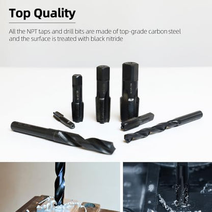 1/8-27 NPT Pipe Tap and R drill Set,Hand Threading Plumbing Tap Set - size: 1/8"-27 NPT Tap, R Drill