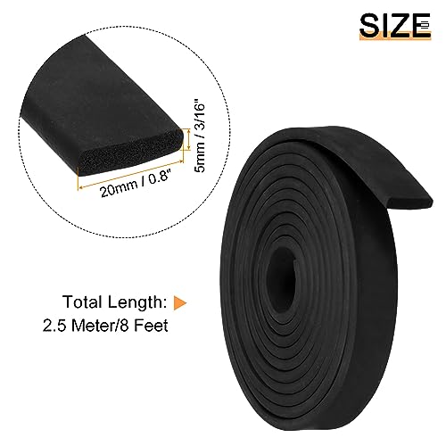 uxcell EPDM Rubber Foam Sheet Strip 3/16" T x 0.8" W x 8' L Rubber Sheet Rolls Weather Strip for DIY Gasket, Crafts, Insulation - size: 3/16" T x 0.8" W x 8' L