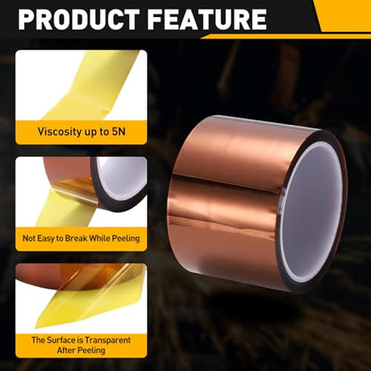 uxcell Heat Tape, 60mm x 33m (108ft) Polyimide Heat Transfer Sublimation Tape No Residue High-Temperature Resistant Tapes for Heat Press Soldering Circuit Board, Brown - size: 60mm x 33m (108ft)