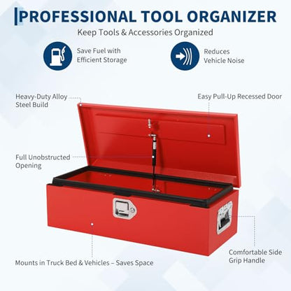 39" Truck Bed Steel Tool Box Lockable Storage - color: RED, size: 39x13x9.6 Inch