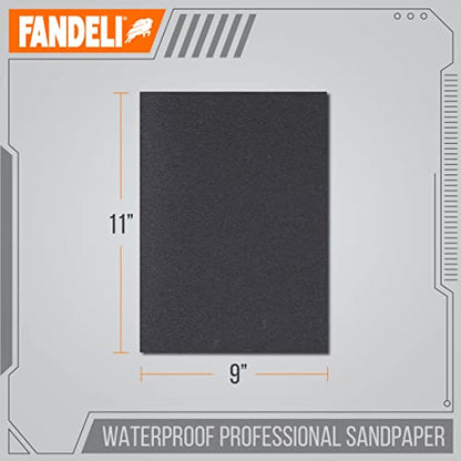 Fandeli | Waterproof Sandpaper | 1000 Grit | 25 Sheets 9'' x 11'' | For Car Polishing, Wood Furniture Sanding and Metal Sanding | Water Resistant - style: 1000 Grit