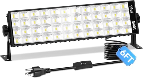 ISUERFY 14400LM LED Work Light + 100W LED Shop Light, IP66 Waterproof for Garage Workbench Warehouse Factory Yard Outdoor