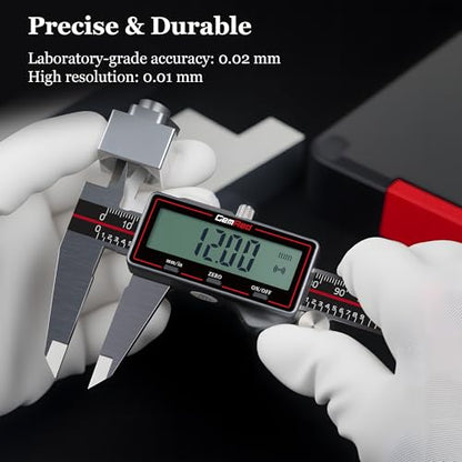 GemRed Wireless Digital Caliper 8 Inch with Data Output, Auto Off