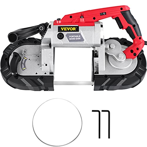 VEVOR Portable Band Saw, 5Inch Cutting Capacity Corded BandSaw, Variable Speed Hand held Band Saw,10Amp Motor Portable Bandsaw, Deep Cut Bandsaw for Metal Wood Tubing Pipes Rebar and Plastic - style: No Base