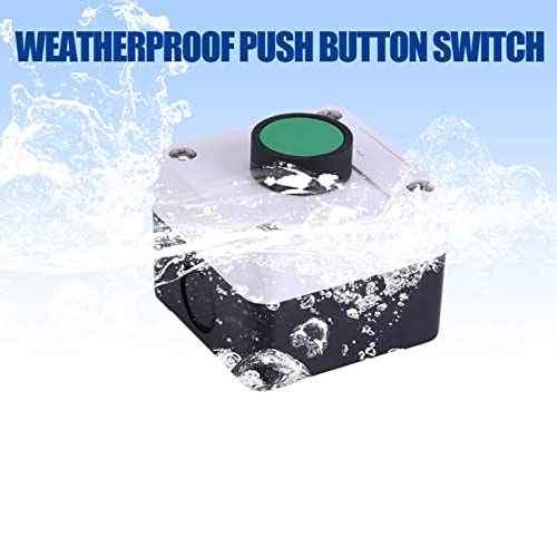 JTLB Weatherproof Green Push Button Switch Box, IP54 Outdoor Control Station for Automatic Gate Opener, Momentary N/O Start Switch, ABS Housing