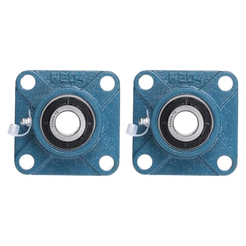 uxcell 2 Pcs UCF-204-12 Pillow Block Bearings 3/4 Inch Bore Self Alignment Chrome Steel Bearing Units, 4-Bolt Square Flange Mounted, Solid Base - size: UCF-204-12