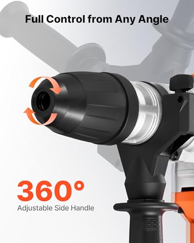 VEVOR Rotary Hammer Drill, 1-9/16 in SDS-Max Cordless, Heavy Duty 20V Battery Powered Rotary Hammer, Including 2 Batteries, Charger, Drill Bit, Pointed Chisel, Carrying Case, for Concrete, Masonry - size: 1-9/16 in