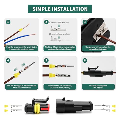 1048Pcs 55 Sets Waterproof Automotive Electrical Wire Connectors with Ratcheting Wire Crimper,Wire Connector Plug Kit 1/2/3/4/5/6 Pin Plug Connectors Kit Male and Female for Car Truck Motorcycle Boat
