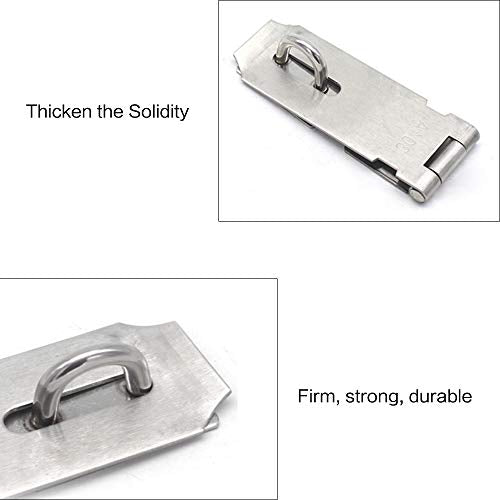 Door Locks Hasp Latch, 5 Inch Stainless Steel Safety Packlock Clasp Hasp Lock Latch, Extra Thick Gate Lock Hasp with Screws Brushed Finish 2 Pack (5inch) - color: Silver, size: Straight 5 Inch