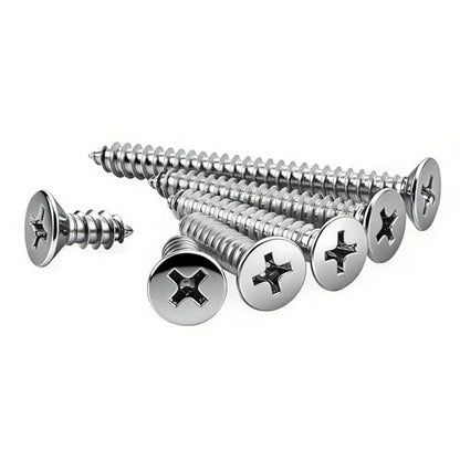 #4 x 5/8 [100 Pack] Flat Head Phillips Drive Self Tapping Screws, Sheet Metal Screws, 304 Stainless Steel (18-8), Corrosion Resistant Screws for Wood, Sheet Metal and More - size: #4 x 5/8