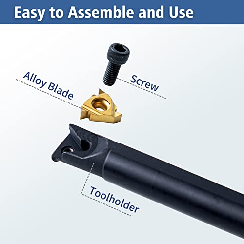 UpJiaFlarish Carbide Lathe Tools Set - 3/8 Turning Holder & Carbide Inserts
