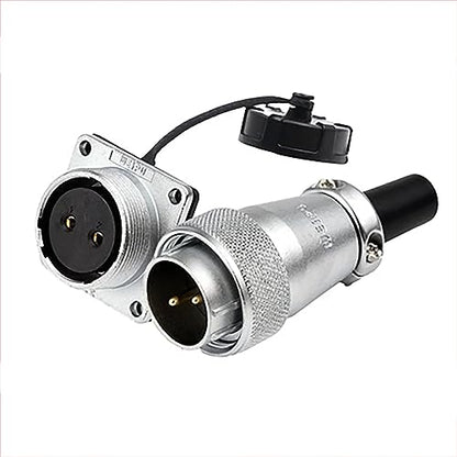 WS24 2 Pin Plug Chassis Socket Aviation Circular Power Electrical Connector 25A 500V Dustproof Cap for Industrial Automotive Outdoor Application - size: 2 pin 25A