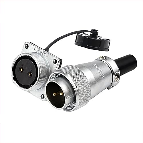 WS24 2 Pin Plug Chassis Socket Aviation Circular Power Electrical Connector 25A 500V Dustproof Cap for Industrial Automotive Outdoor Application - size: 2 pin 25A
