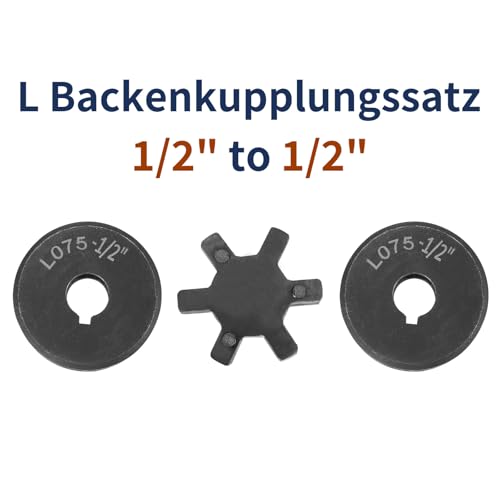 uxcell 1/2" to 1/2" L075 Flexible 3-Piece L-Jaw Coupling Coupler Set & Buna-N NBR Rubber Spider for Log Splitter Hybrid Equipment - size: 1/2" to 1/2"