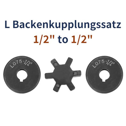 uxcell 1/2" to 1/2" L075 Flexible 3-Piece L-Jaw Coupling Coupler Set & Buna-N NBR Rubber Spider for Log Splitter Hybrid Equipment - size: 1/2" to 1/2"