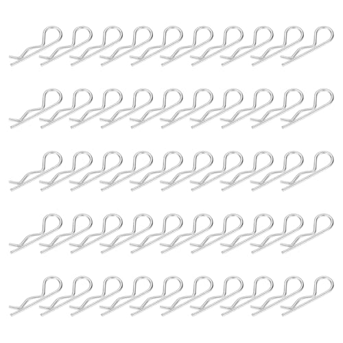 50pcs Heavy Duty Hitch Pin Clip R Clips (M2.5 x 50mm) - Spring Retaining Wire Cotter Hair Pins, for Trailer Locking Lawn Mowers Tractor Carts Truck - size: M2.5x50mm
