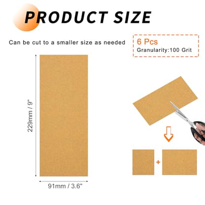 6 Pcs 100 Grit Sandpaper 3.6 x 9 Inch Sand Paper Alumina Gold - size: 3.6 x 9 Inch(100 Grit)