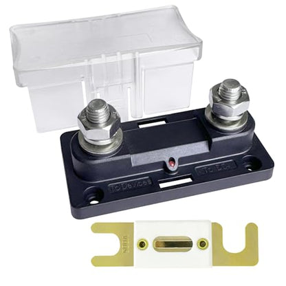 Ampper 35-300A ANL Fuse Holder, 12V in-Line Fuse Box Kit W/ M10 Studs, Fuse - size: ANL 500A 1 Pack