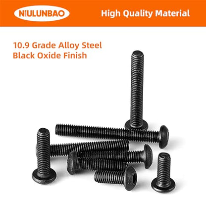 M3 x 8mm 12mm 16mm 20mm 25mm Button Head Socket Cap Screws Bolts, 10.9 Grade Alloy Steel, Black Oxide Finish, Metric Allen Hex Drive, Machine Fully Threaded, Assortment Kit 125PCS - size: M3 x 8/12/16/20/25mm (125PCS)