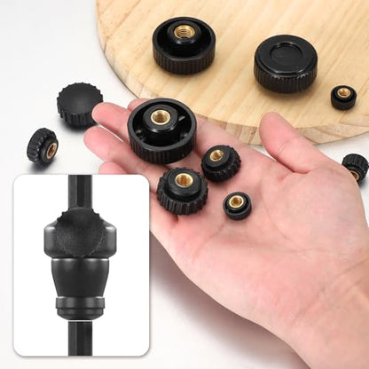 HARFINGTON 5Pcs Knurled Knobs M10 Female Thread 28mm Head Non-Through Hole - size: M10 x 28mm