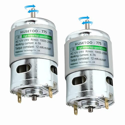 775 High Torque DC Motor, 12V/24V, 10K/20K RPM, Round Shaft, 2-Pack - style: Round Shaft Motors-2Pack