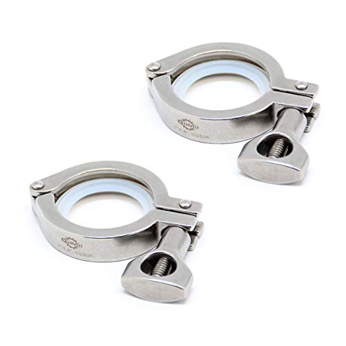 TC 1.5" Tri Clamp with Wing Nut Stainless Steel 304 Heavy Duty Sanitary Clamp Single Pin(2 pack) - size: 1.5 inch(2 pack)