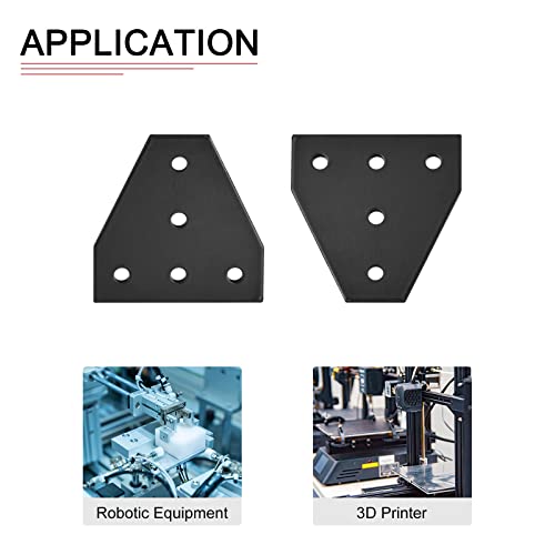 DTGN 2.36"x2.36"(LxW) T Shape Joining Plates - 2Pack - Good for 3D Printer Frame - Outside Corner Brackets 2020 Aluminum Extrusion - Black