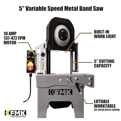 Tabletop Band Saw, 5’’ Cutting, 137-472 FPM, 10A Motor Metal Bandsaw