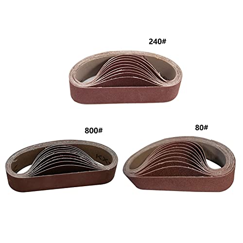 1.2 X 13 Inch Sanding Belts, 30PK, 10 Each of 80/240/800 Grit Abrasive Sanding Belts, Aluminum Oxide Belt Sander Sanding Belt Assortment for Metal Polishing - style: all Grit