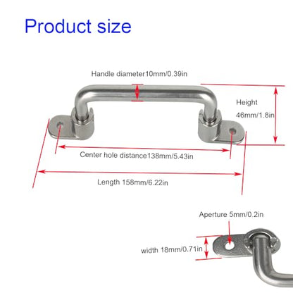 304 Stainless Steel Folding Pull Handle, 6.2" Total Length - size: Total length 6.2 "
