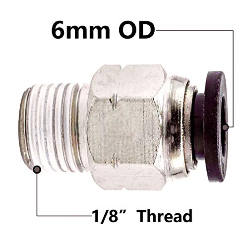 Beduan Pneumatic Push to Connect Fittings Male Straight PC 6mm Tube OD x 1/8 Inch Male Thread Push Lock Fittings (Pack of 10) - size: 6mm-1/8"NPT-10PCS, style: 10 Pcs