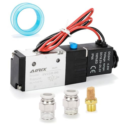 1/4" NPT Solenoid Valve 3V210-08, 3-Way N.C., DC 24V, Lead - size: NPT1/4″/DC24/Out of line, style: 2-Position 3-Way Solenoid Valve