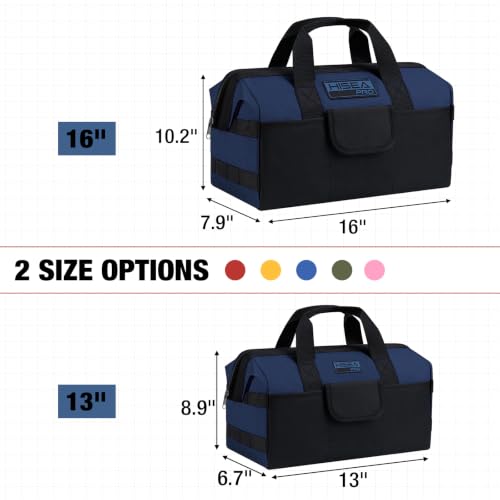 HISEA 3 Pack Heavy Duty Tool Bag, 13-Inch Waterproof Tools Organizer Tote - color: Navy, size: 13 Inch