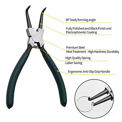 4pcs 7in Snap Ring Pliers, 5/64in Tips - color: 4pcs Regular Tip Snap Ring Pliers