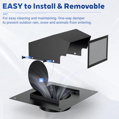 6 Inch Roof Vent Cap Kit with Damper, Stainless Steel