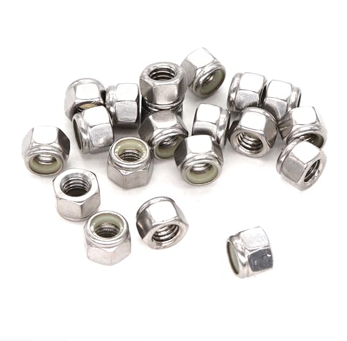 50pcs 1/4-20 Inch Nylon Inserted Self Locking Nuts - 304 Stainless Steel, 1/4" Nylock Nuts for Furniture, Tools, Handle - size: 1/4-20 50pcs