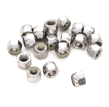 50pcs 1/4-20 Inch Nylon Inserted Self Locking Nuts - 304 Stainless Steel, 1/4" Nylock Nuts for Furniture, Tools, Handle - size: 1/4-20 50pcs