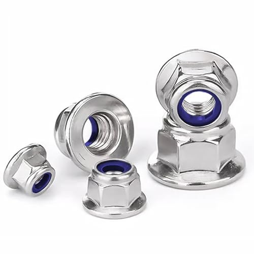 M10-1.5 Flange Nylon Insert Lock Nuts, 18-8 Stainless Steel 304, Pack of 10 - size: M10