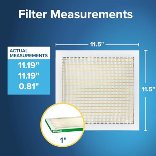 Filtrete 11.5x11.5x1 AC Furnace Air Filter, MERV 8, MPR 700, Tough on Pollen, Easy on Airflow, 3-Month Pleated 1-Inch Electrostatic Air Cleaning Filter, 4-Pack (Actual Size 11.19 x 11.19 x 0.81 in) - size: 11.5x11.5x1