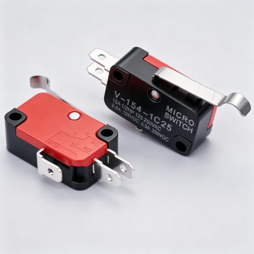 Twidec/6Pcs Micro Limit Switch Long Hinge Bending Lever Arm SPDT Snap Action Switch for Arduino V-154-1C25 - style: V-154-1C25