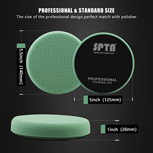 Green T120 Heavy-Cut Polishing Foam Pad, SPTA 1Pc 5.5 Inch Face for 5 Inch 125mm Backing Plate Compound Buffing Sponge Pads for Car Buffer Polisher Compounding, Polishing and Waxing -FPTSS5G - color: 1Pc Green T120 Heavy-Cut Pad, size: 5.5inch