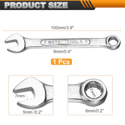HARFINGTON Metric Combination Wrench, 7mm Open End & 15-Degree Offset - size: 7mm